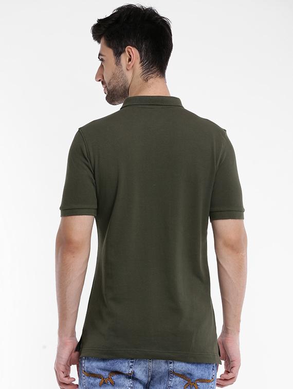 olive green cotton polo t-shirt - 15621452 - Zoom Image - 3
