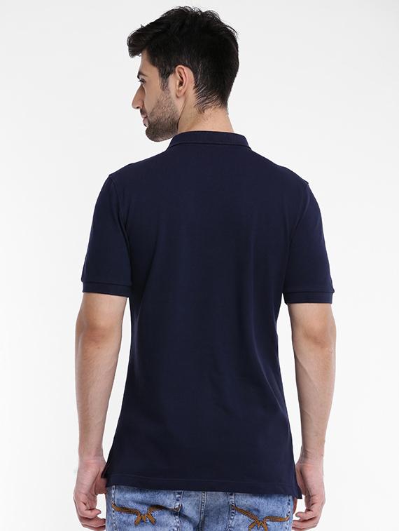 dark blue cotton polo t-shirt - 15621454 - Zoom Image - 3