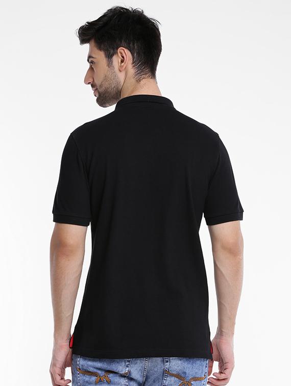 black cotton polo t-shirt - 15621457 - Zoom Image - 3