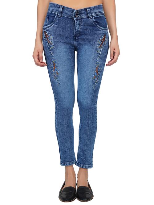 embroidered detail ankle length jeans - 15621488 - Standard Image - 1