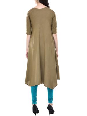 Asymmetric drape embroidered kurta - 15621503 - Standard Image - 3