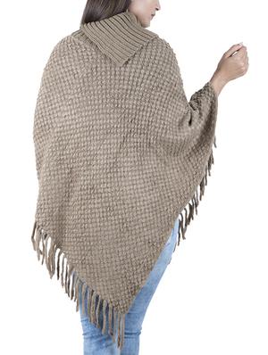 fringed edge button detail poncho - 15621631 - Standard Image - 3