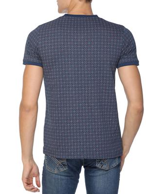 blue cotton blend all over print t-shirt - 15621802 - Standard Image - 3