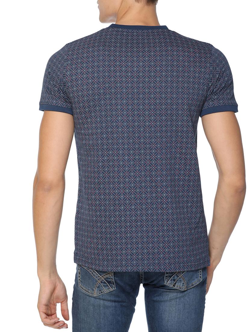 blue cotton blend all over print t-shirt - 15621802 - Zoom Image - 3