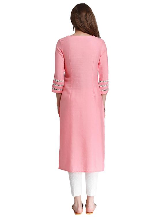 Embroidered straight kurta - 15621804 - Zoom Image - 3