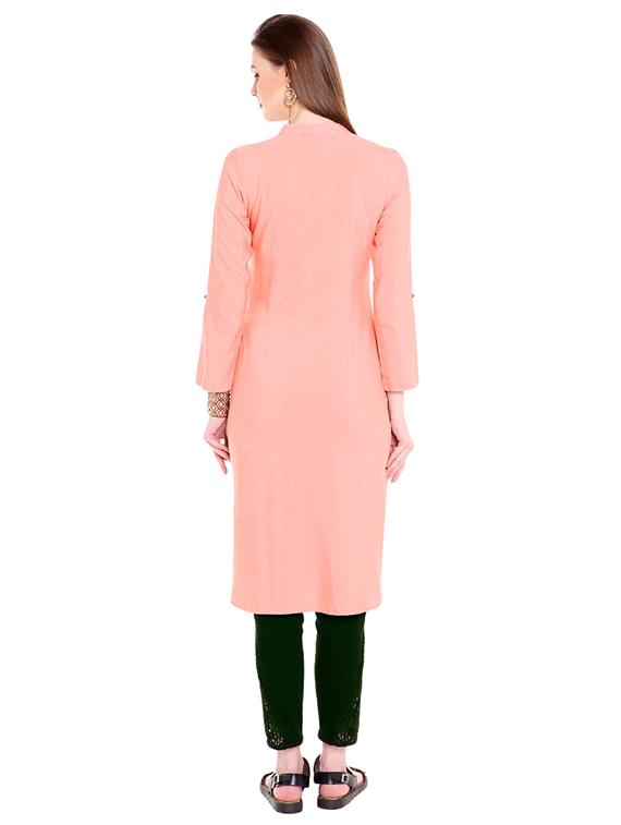 Embroidered straight kurta - 15621806 - Zoom Image - 3