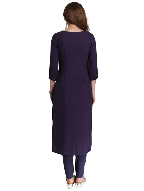 Straight embroidered kurta - 15621821 - Zoom Image - 3