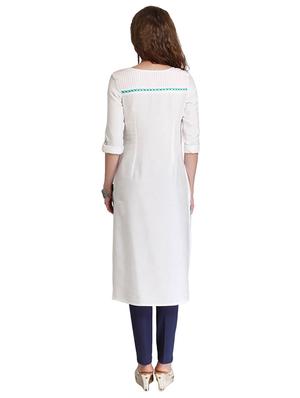 Straight embroiderede kurta - 15621822 - Standard Image - 3