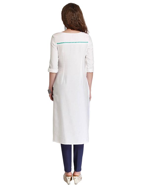 Straight embroiderede kurta - 15621822 - Zoom Image - 3