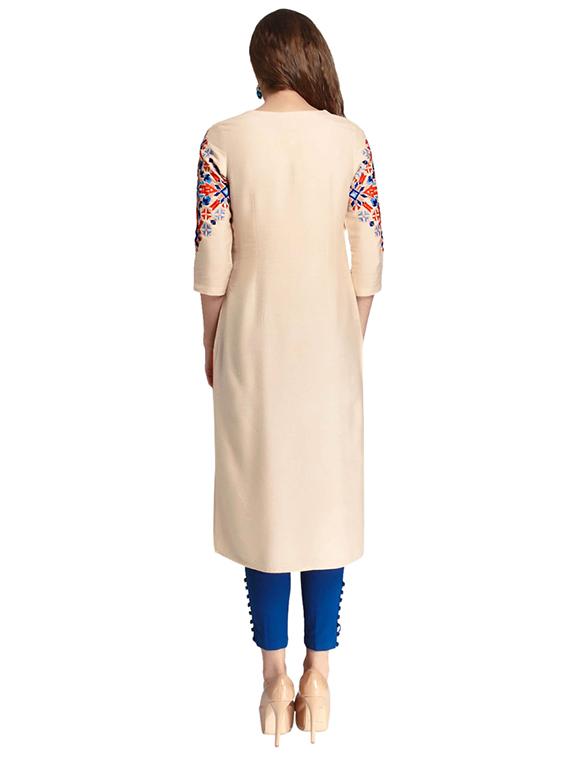 Straight embroidered kurta - 15621825 - Zoom Image - 3