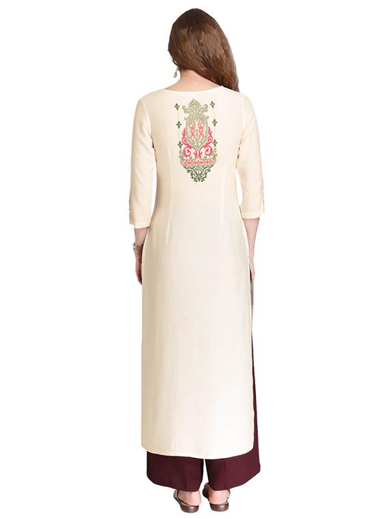 Straight embroidered pintucks kurta - 15621826 - Zoom Image - 3