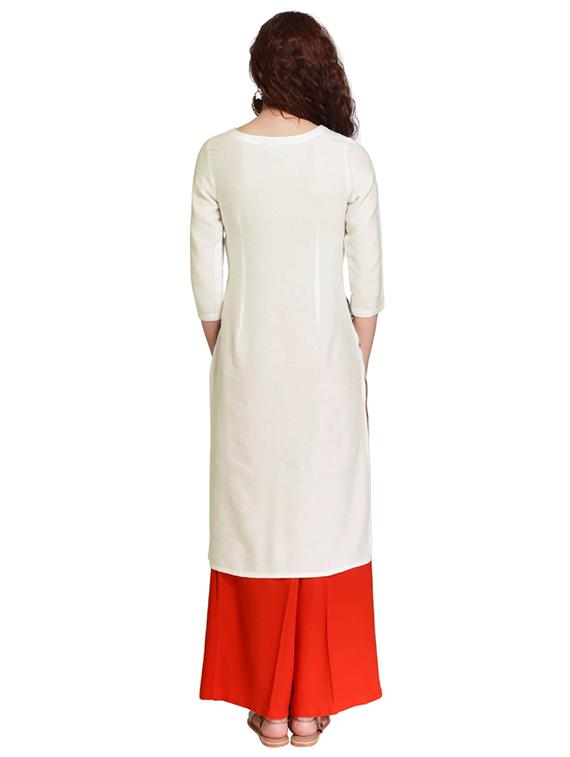 Straight embroidered kurta - 15621831 - Zoom Image - 3