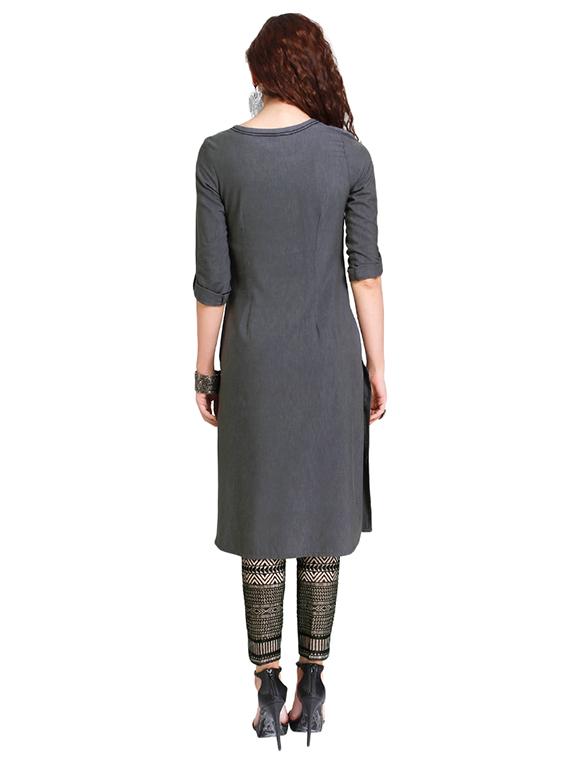 Straight embroidered kurta - 15621833 - Zoom Image - 3