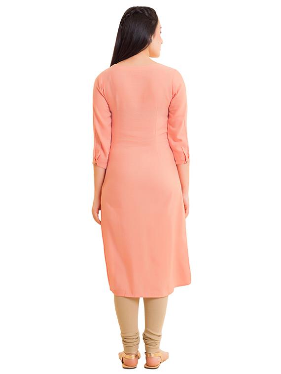 Embroidered Straight double slit kurta - 15621839 - Zoom Image - 3