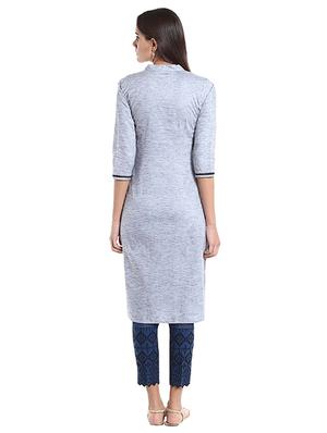 Straight textured kurta with pocket - 15621844 - Standard Image - 3