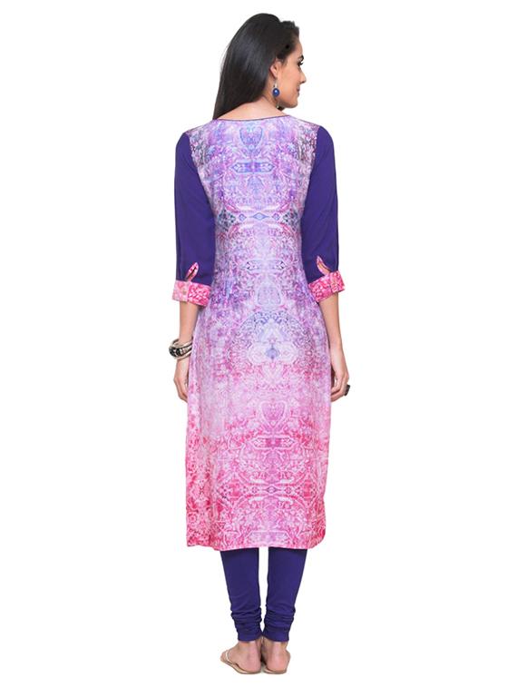Straight double slit kurta - 15621845 - Zoom Image - 3