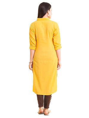 Straight solid kurta - 15621846 - Standard Image - 3