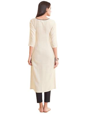 Double slit piping solid kurta - 15621849 - Standard Image - 3
