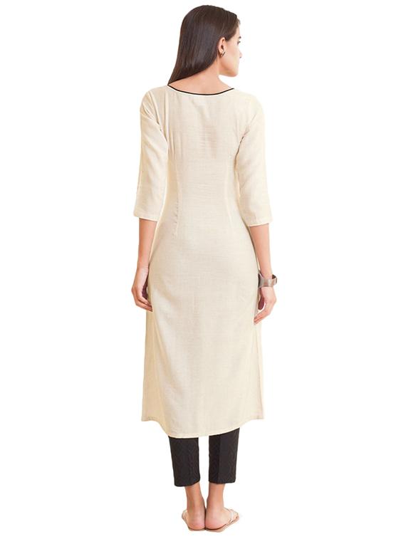 Double slit piping solid kurta - 15621849 - Zoom Image - 3