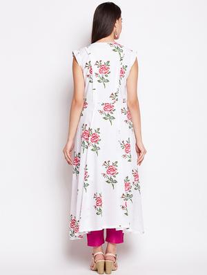 Snow Asymmetric floral kurta - 15622370 - Standard Image - 3