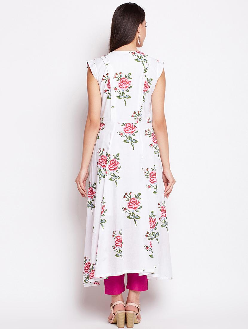 Snow Asymmetric floral kurta - 15622370 - Zoom Image - 3