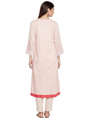 Baby pink a-line solid kurta - 15622372 - Standard Image - 3