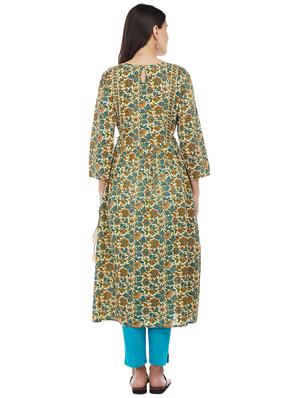 A-line printed kurta with tassels - 15622381 - Standard Image - 3