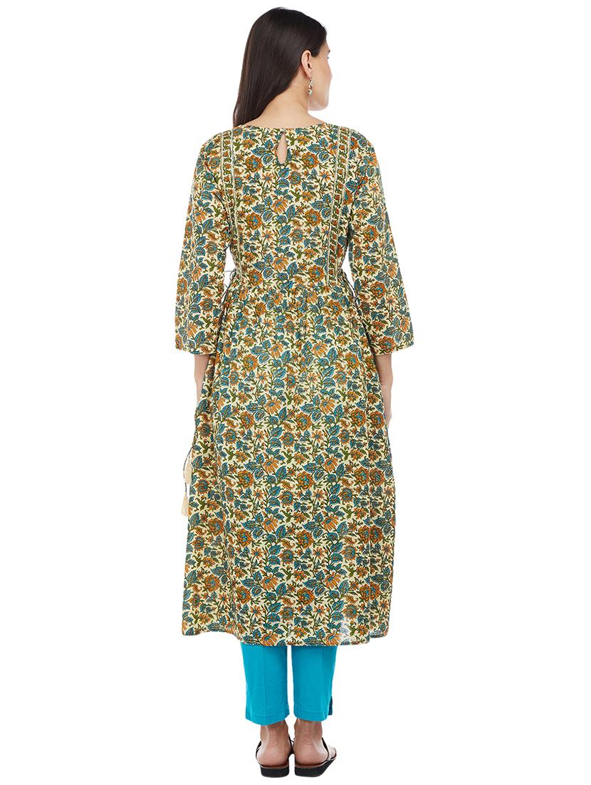 A-line printed kurta with tassels - 15622381 - Zoom Image - 3