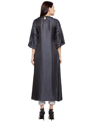 Art silk flared pintucks kurta - 15622384 - Standard Image - 3