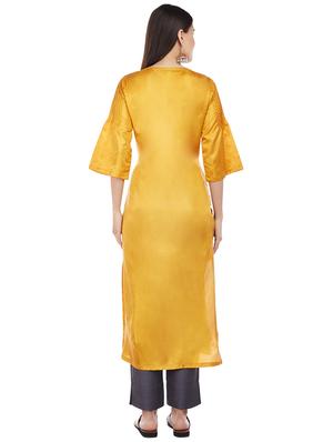 Pintucks art silk straight kurta - 15622388 - Standard Image - 3