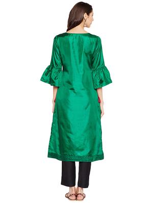 Bell sleeves art silk straight kurta - 15622393 - Standard Image - 3