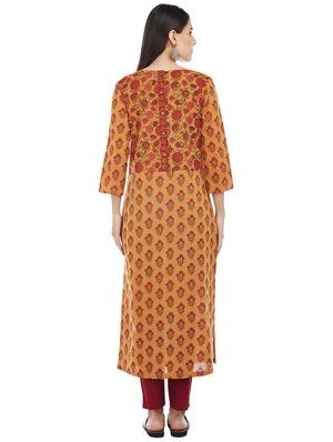 Printed straight kurta with tassels - 15622398 - Standard Image - 3