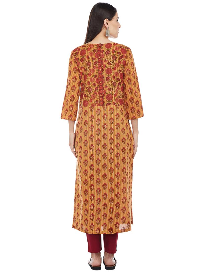 Printed straight kurta with tassels - 15622398 - Zoom Image - 3