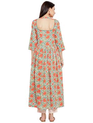 Flared printed draw code kurta - 15622404 - Standard Image - 3