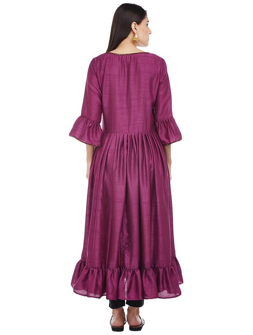 Flared bell sleeves kurta - 15622406 - Zoom Image - 3