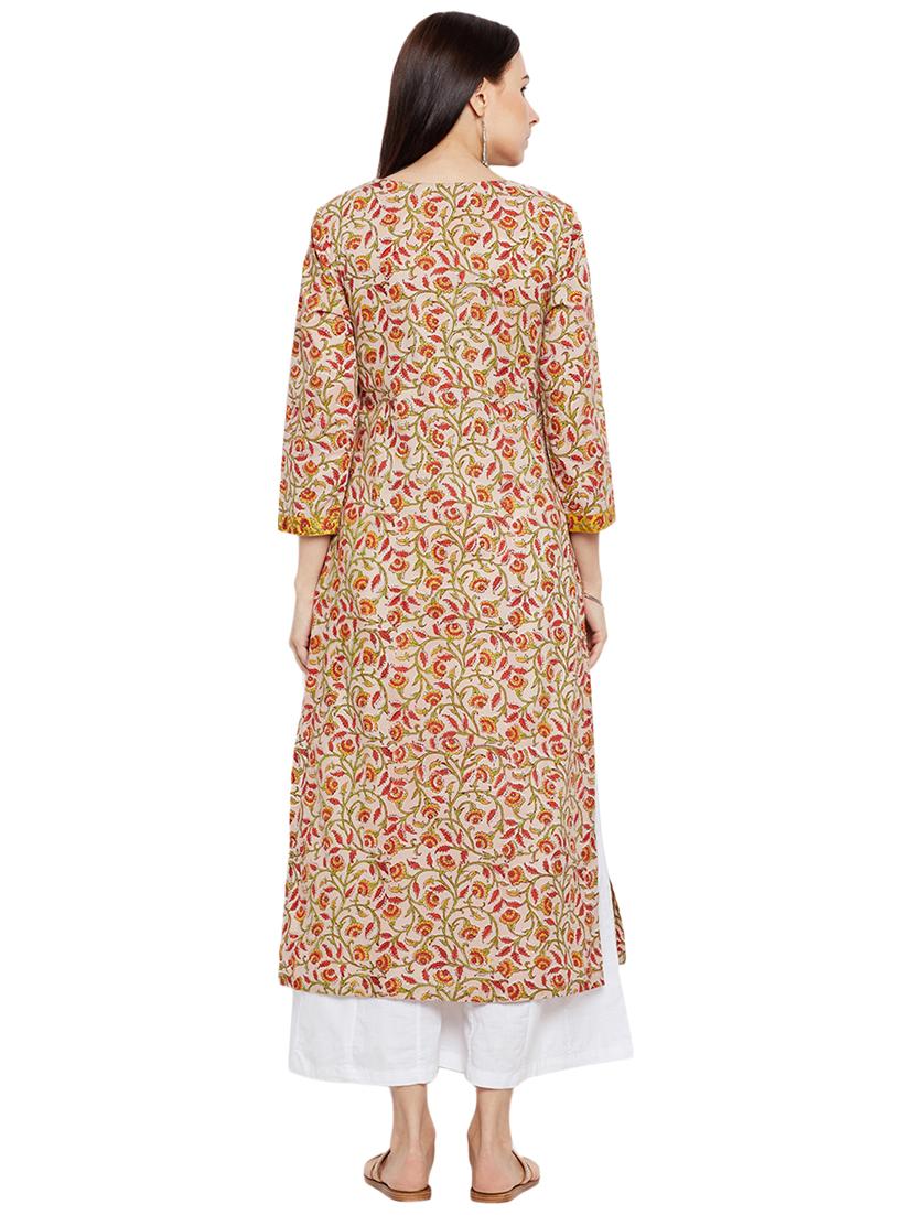 Straight printed piping kurta - 15622409 - Zoom Image - 3