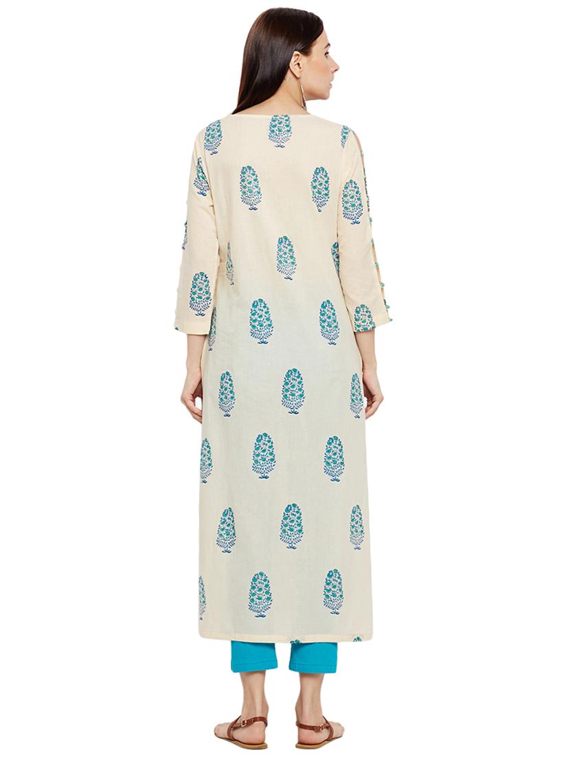 Printed piping straight kurta - 15622413 - Zoom Image - 3
