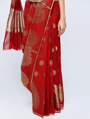 conversational zari motif banarasi saree with blouse - 15622856 - Standard Image - 3