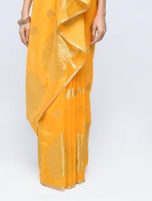 conversational zari motif banarasi saree with blouse - 15622860 - Standard Image - 3