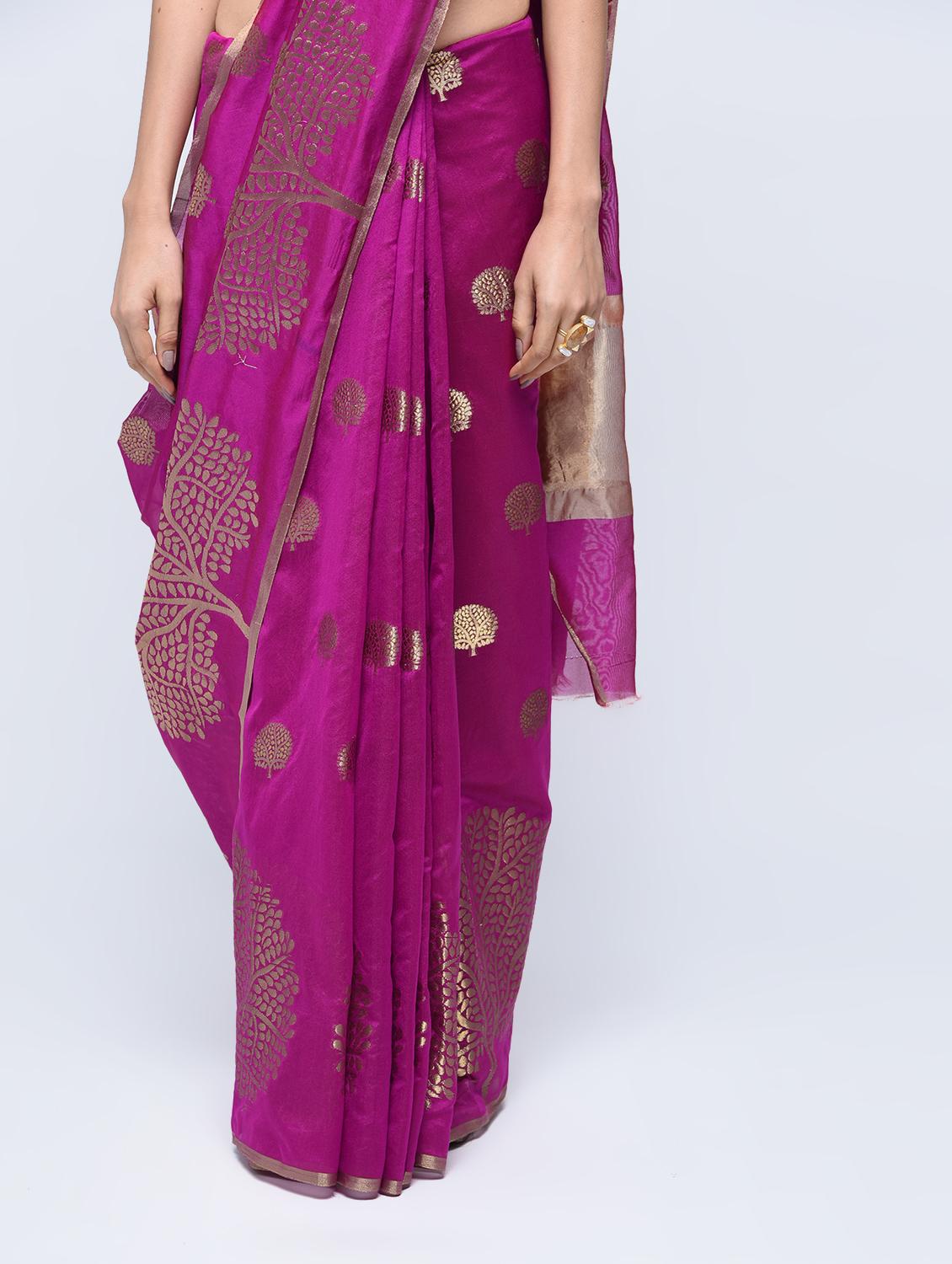 conversational zari motif banarasi saree with blouse - 15622861 - Zoom Image - 3