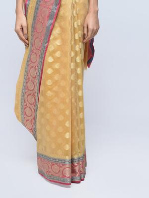 floral zari border banarasi saree with blouse - 15622864 - Standard Image - 3