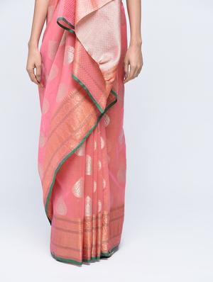 zari motif banarasi saree with blouse - 15622888 - Standard Image - 3