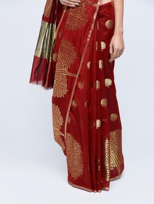 conversational zari motif banarasi saree with blouse - 15622891 - Standard Image - 3