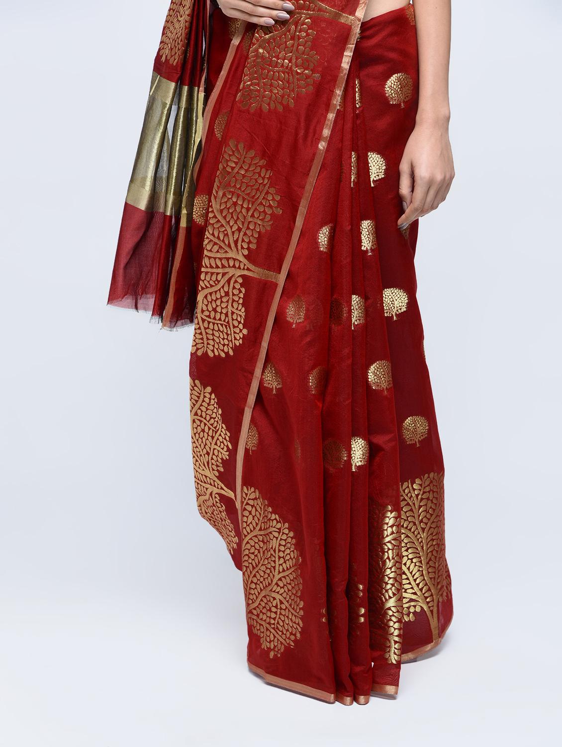 conversational zari motif banarasi saree with blouse - 15622891 - Zoom Image - 3