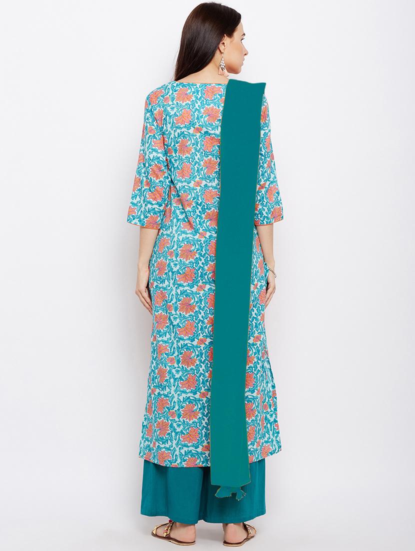 Pintucks printed kurta with palazzo set - 15623539 - Zoom Image - 3