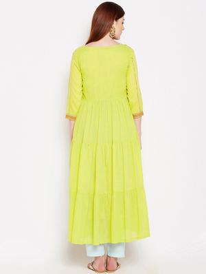 Gota patti tiered kurta with pant set - 15623541 - Standard Image - 3