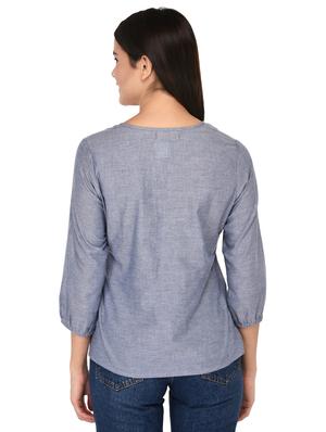 keyhole neck embroidered top - 15623576 - Standard Image - 3