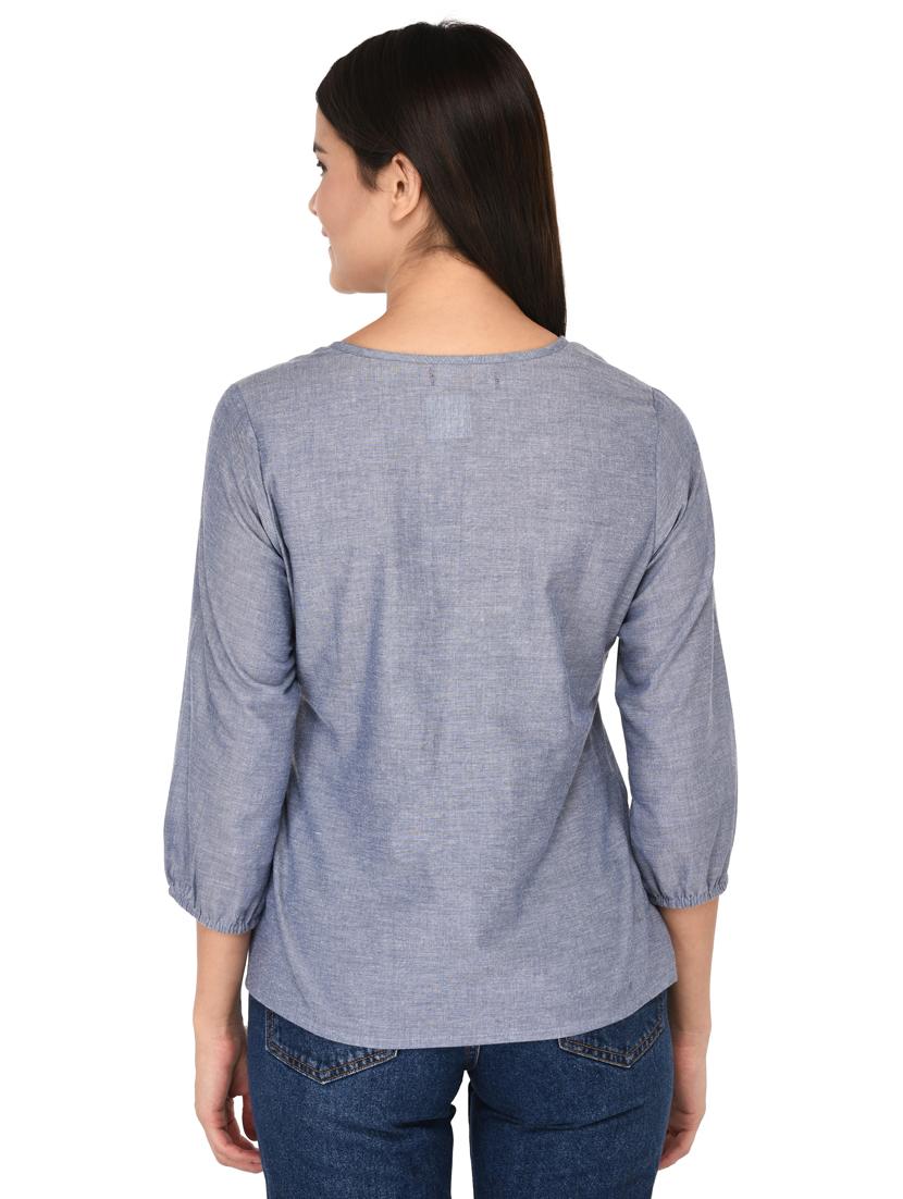 keyhole neck embroidered top - 15623576 - Zoom Image - 3