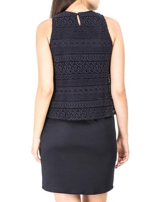 gathered neck lace overlay dress - 15623864 - Standard Image - 3