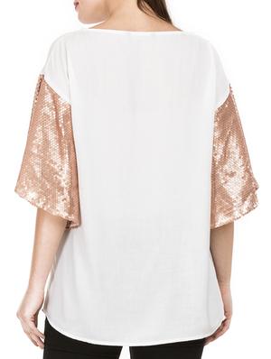 sequined panel flared sleeve top - 15623867 - Standard Image - 3